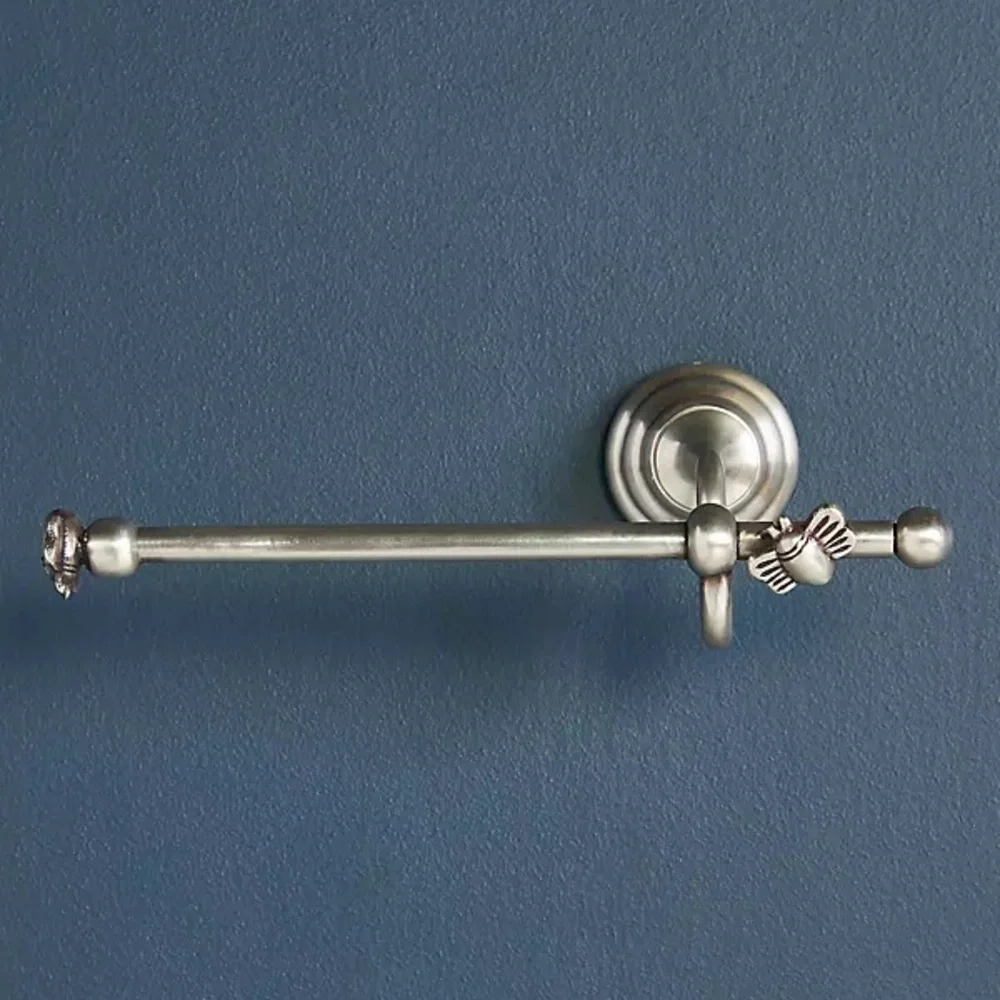 Anthropologie Silver Wall-Mounted Bathroom Tissue Holder New